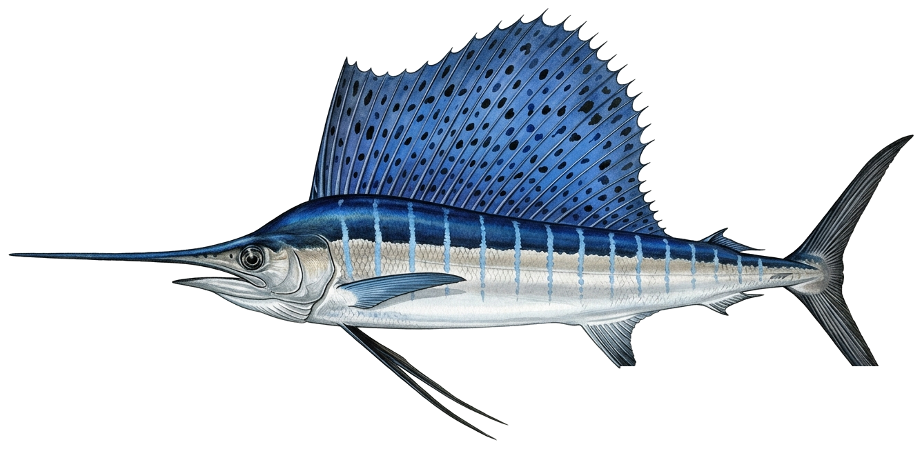 Atlantic sailfish illustration