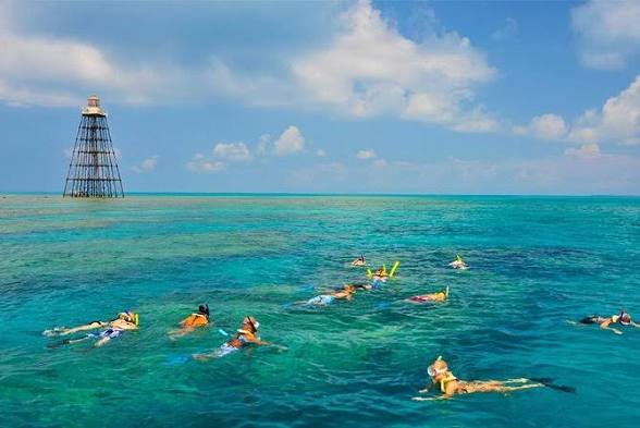 Snorkel gear and turquoise water